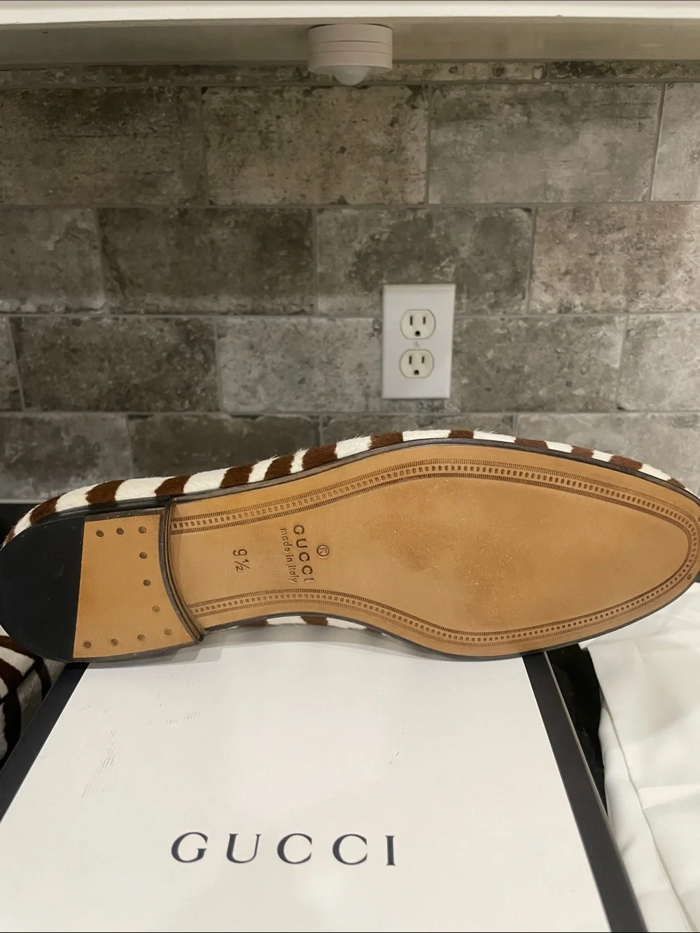 Gucci Jordaan Zebra Print Haircalf Leather Horsebit Loafers